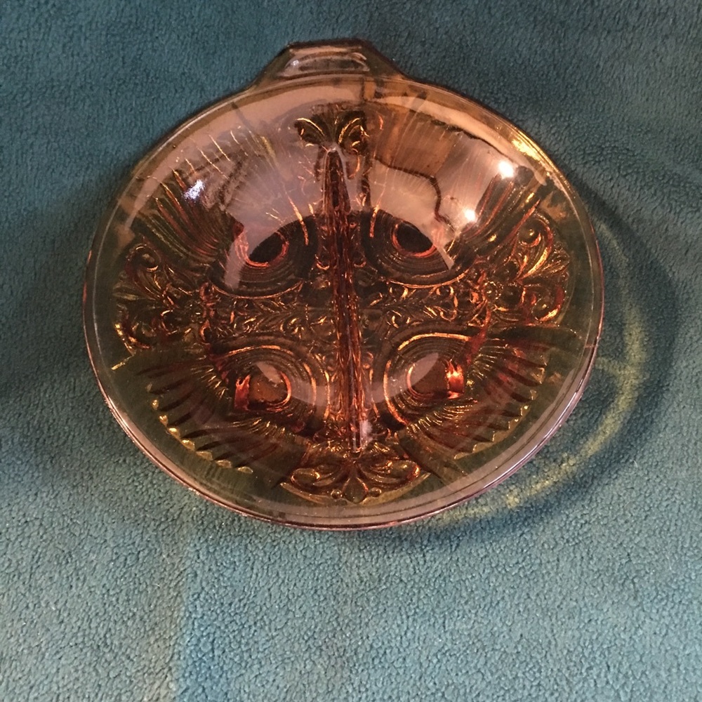 Vintage Carnival Glass Divided Candy /Nut Dish